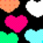 Pixelated heart-shaped icons in various colors with cyan text overlay reading 'BBDA dancer 4 ever' on a black background.
