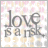 Animated sequence of a pink and beige patterned background with 'love is a risk' text, showing subtle frame-by-frame variations in the lettering.