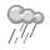 Gray pixelated icon shows three rounded cloud shapes with vertical lines beneath them on a white background.