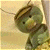A 2-frame contact sheet showing a pixelated cartoon character on the left and green text logo on the right against dark background.