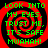 Four identical display a red and black spiral background with green text reading "LOOK INTO MY EYES, TRUST ME. IT'S SAFE MWAHAH!" in pixelated font