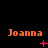 Orange text 'Joanna' appears in three on black background with pink symbols changing across frames