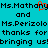 Pixelated text on cyan background with red accent, showing repeated names and phrases in black block letters.