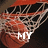 A basketball hoop with a net and a basketball, overlaid with text reading "MY KIND OF SPORT" in white capital letters.
