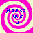 Four identical spiral patterns with pink and white stripes, each containing blue text reading 'jessica luv u' in a pixelated font.