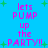 Blue background with green plus signs and pink text reading 'lets PUMP up the PARTY!!' repeated twice in a