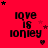 Red background with black text 'love is lonely' and scattered star and heart symbols in various positions across frames.