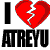 Static pixel art icon featuring a black vertical bar, red broken heart symbol, and bold black text reading "ATREYU" on white background.