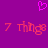 Purple background with pink heart symbol above red pixelated text reading '7 things 7 things' in two identical segments.