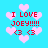 Pixelated blue background with pink hearts and red text reading "I LOVE JOEY!!!!!" followed by two heart symbols.