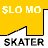 Animated contact sheet of a yellow stick figure skater performing various motion frames on stairs, with "SLO MO" text above and "SKATER" text below each frame.