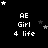 Black background with white text 'AE Girl 4 life' repeated in a , surrounded by scattered stars of varying brightness