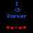 Blue text and red heart symbols on black background with two variations of heart positions.