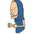 Two side-by-side pixelated frames of a cartoon character in blue hooded clothing with visible facial features and arm positions differing between frames.