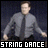 A pixelated figure in a gray shirt and dark tie performs a side-to-side motion against a dark background with "STRING DANCE" text below.