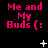 Pixelated pink text "Me and My Buds (:" on black background with animated white sparkles appearing in different positions across frames.