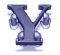 Animated sequence of a stylized blue 'Y' with circular accents, showing progressive blurring and distortion