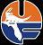 Circular icon with orange upper half, white horizontal stripe, and blue lower half containing a white lightning bolt symbol.