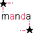 Pixelated star and text animation with alternating black and pink elements on white background.