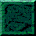 Two side-by-side pixelated frames show a dark green background with a glowing green arrow outline transitioning from a closed loop to an open arrow shape.
