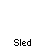 Pixel art animation of Santa Claus in a brown sleigh on snowy ground, with text 'Sled' below each frame.