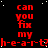Red text on black background with white dots, repeating 'can you fix my h-e-a-r-t?h-e-a-r-t?' in a pattern
