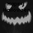 Black-and-white pixelated pumpkin face with glowing eyes and jagged mouth, text 'Happy Halloween' above on dark background.