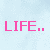 Pixelated text and heart-shaped graphic on light blue background with pink and teal elements.