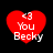 Four red heart-shaped icons with white text '<3 You Becky' on a black background, each showing slight pixel variation across frames.