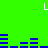Green background with blue horizontal bars and white L-shaped elements in a pixelated pattern.
