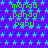 Static image with repeating text and star pattern on blue background.