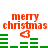 Red 'merry christmas' text with a heart symbol above green horizontal bars on white background, showing animation changes in bar positions and heart shape.