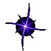 Animated sequence of a purple and blue spiral vortex with radiating spikes transitioning into swirling motion on gray background.