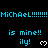 Pixelated cyan text and heart symbols on a black background with gray overlay in lower-right corner.