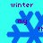Blue snowflake-shaped icon with purple text 'winter' above and 'my tr' on the flake, set against a cyan background.