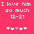 Pixelated text on pink background with heart symbols, showing two identical static frames side-by-side.