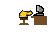 Pixel art icon set with cartoon character at desk, white circles, and text labels including 'Laugh', 'Your', 'Ass', 'Off', and repeated 'Goofball.com' on gray background.