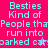 A static image with cyan text on a bright pink background, displaying repeated phrases and a small star symbol.