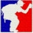 Static pixelated icon with blue, white, and red sections forming an abstract shape resembling a stylized figure or emblem.