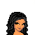 Pixel art contact sheet showing three frames of an animated icon featuring a woman in orange attire with curly hair, wearing an orange dress and yellow strappy boots, accompanied by text phrases below each frame.