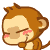 Pixelated monkey with brown fur and pink cheeks in a sequence of seven poses showing slight head and body shifts.