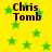 Yellow background with green stars and repeated dark brown text 'Chris Tomb' in four quadrants.