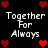 Black background with red pixel hearts and white text reading "Together For Always" in four identical quadrants.