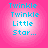 Four identical circular icons with pink gradient backgrounds display cyan text reading "Twinkle Twinkle Little Star..." in pixelated font.