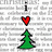 A static pixel art image showing a black lowercase 'i', red heart symbol, and green Christmas tree on white background.