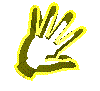 twelve hand icons with yellow outlines and brown inner details on a gray background, each showing different finger positions