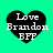 Four black heart-shaped icons with white text "Love Brandon BFF" on a bright green background, each showing different pixelation levels.