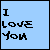 Pixelated blue of 20 with black text and small heart symbols, displaying 'I LOVE YOU' or 'BUT YOU DON'T CARE' in various arrangements