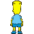 A 5x5 contact sheet of pixelated animated frames showing a yellow cartoon character in blue clothing performing various poses and movements against a gray background.