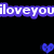 Pixelated text in white on purple rectangles with blue hearts on black background, reading "iloveyoubut you'll never know it".